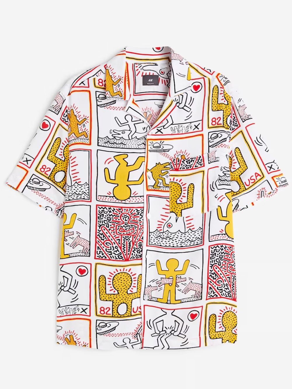 Keith Haring × H&M Multicolor Short Sleeve Shirt, Small, EUC